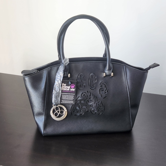 The animal rescue site Handbags - Chic Black Tote Bag with Embossed Design
